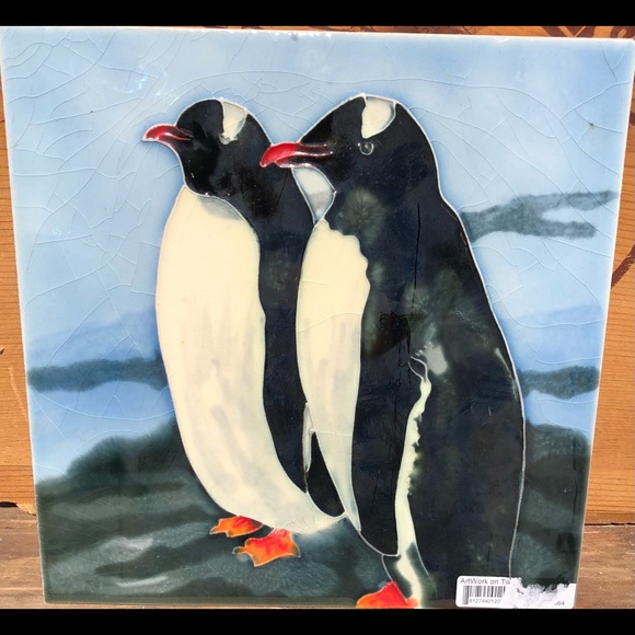 8x8 Muddy Waters Penguin Decorative Artwork on Tile - Picture 3 of 4
